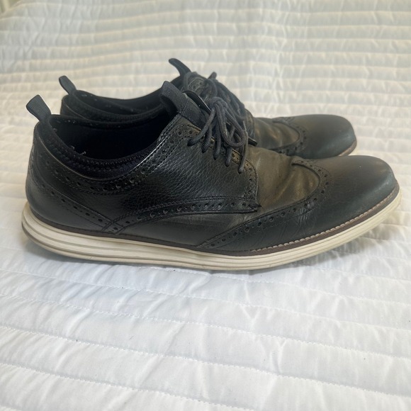 Cole Haan Grand.OS Black Leather Wingtip‎ Oxford Dress Shoes Mens Size 9 - Picture 1 of 5